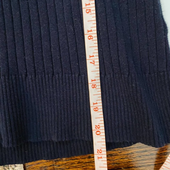 Navy Lauren Jeans Company Fitted Ribbed V Neck Sweater - Picture 9 of 10